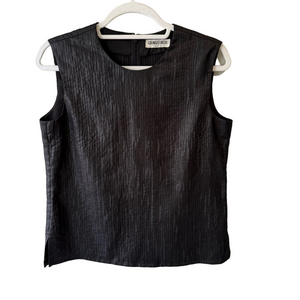 Georges Rech Vintage Black Sleeveless Boxy Blouse Classic Size M